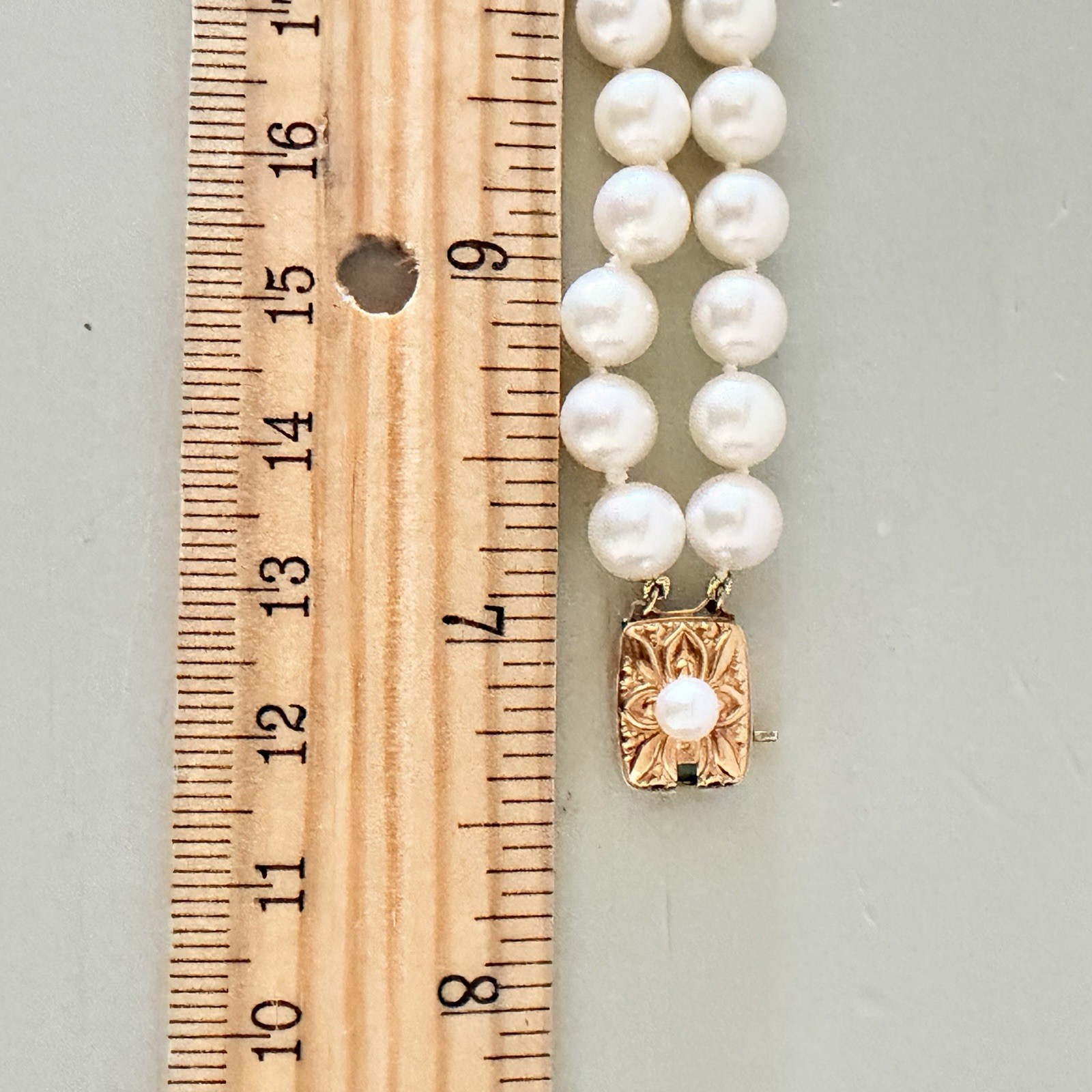VTG Mikimoto 18K Gold Double Strand Akoya Pearl Bracelet Excellent Condition