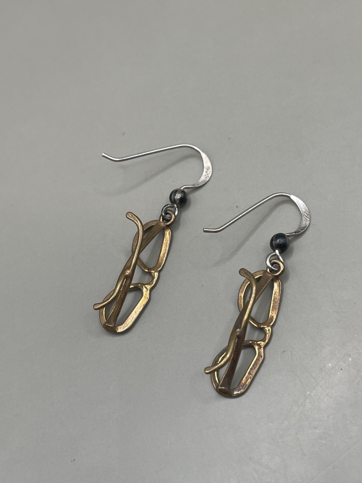Mixed Metal Sterling Silver 925 Hook Sunglasses Glasses Dangle 1.3” Earrings