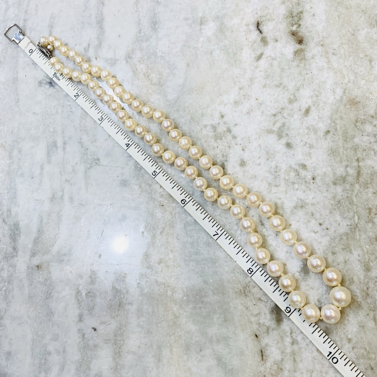 Hi Luster Fuji Akoya Pearl Necklace Strand Cream Graduated AAA+ 10mm VTG 19” WOW
