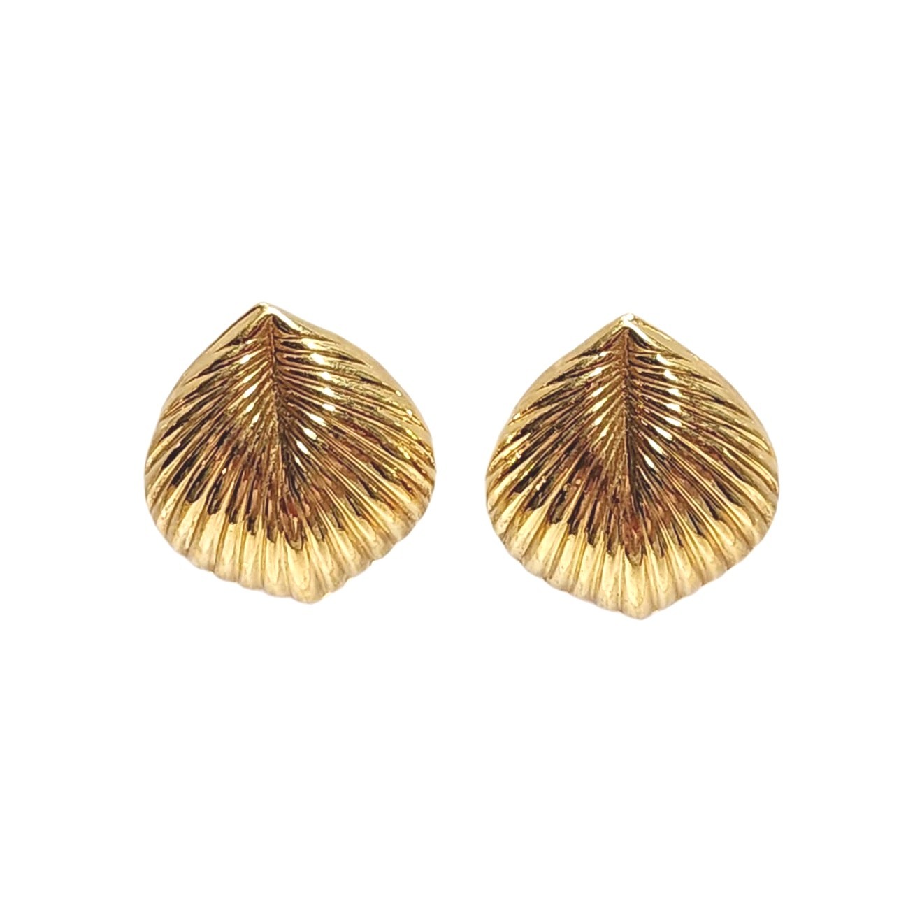 Vintage Napier Gold Tone Leaf Design Textured Post Stud Earrings Leaves Nature