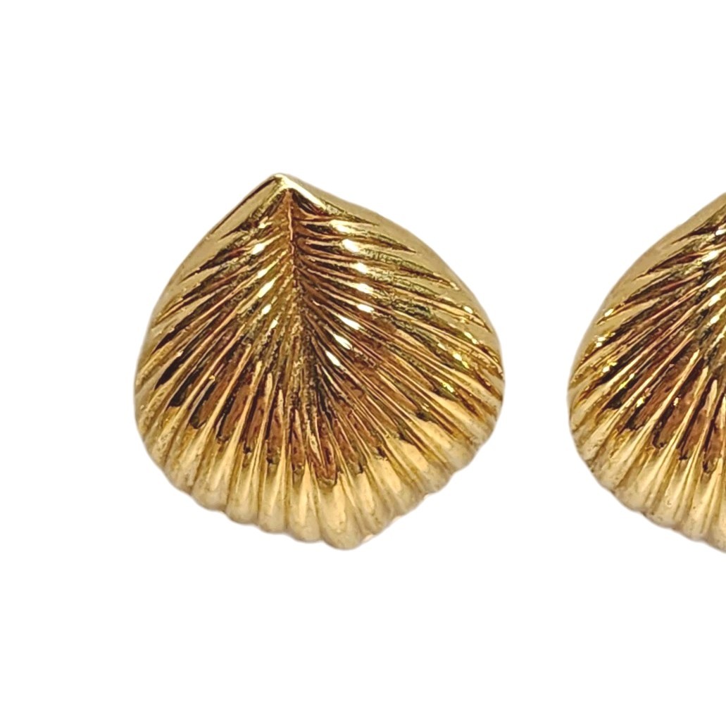 Vintage Napier Gold Tone Leaf Design Textured Post Stud Earrings Leaves Nature