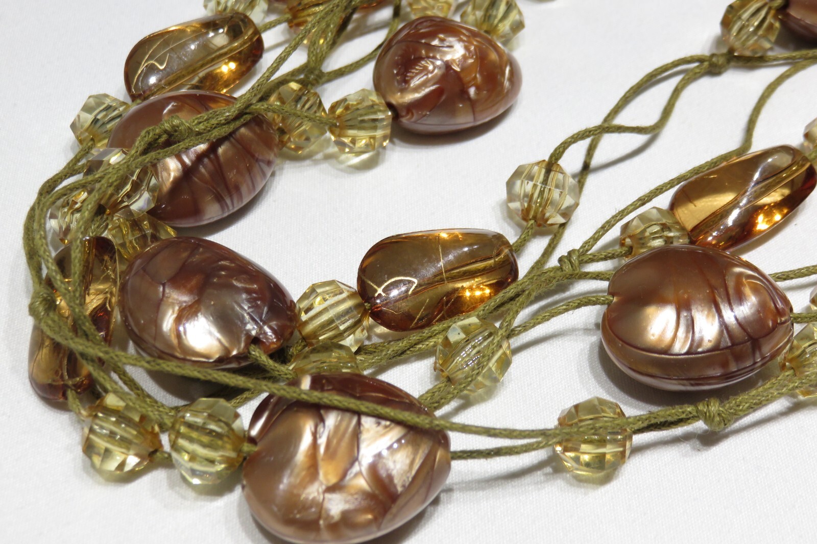 Vintage 64″ Facet & Smooth Bead Hand Knot 2 Strand Necklace Lot 2349 lisasfinds