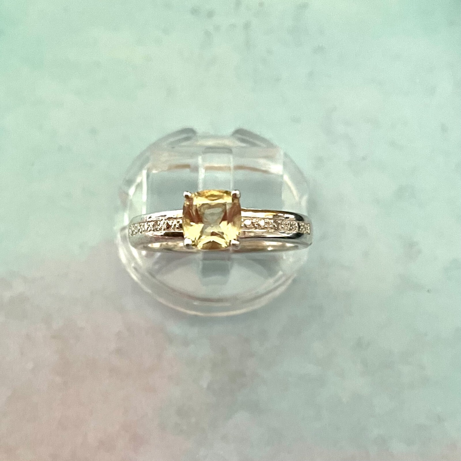 Vintage Citrine Cubic Zirconia Sterling Silver 925 Ring Size 7.75