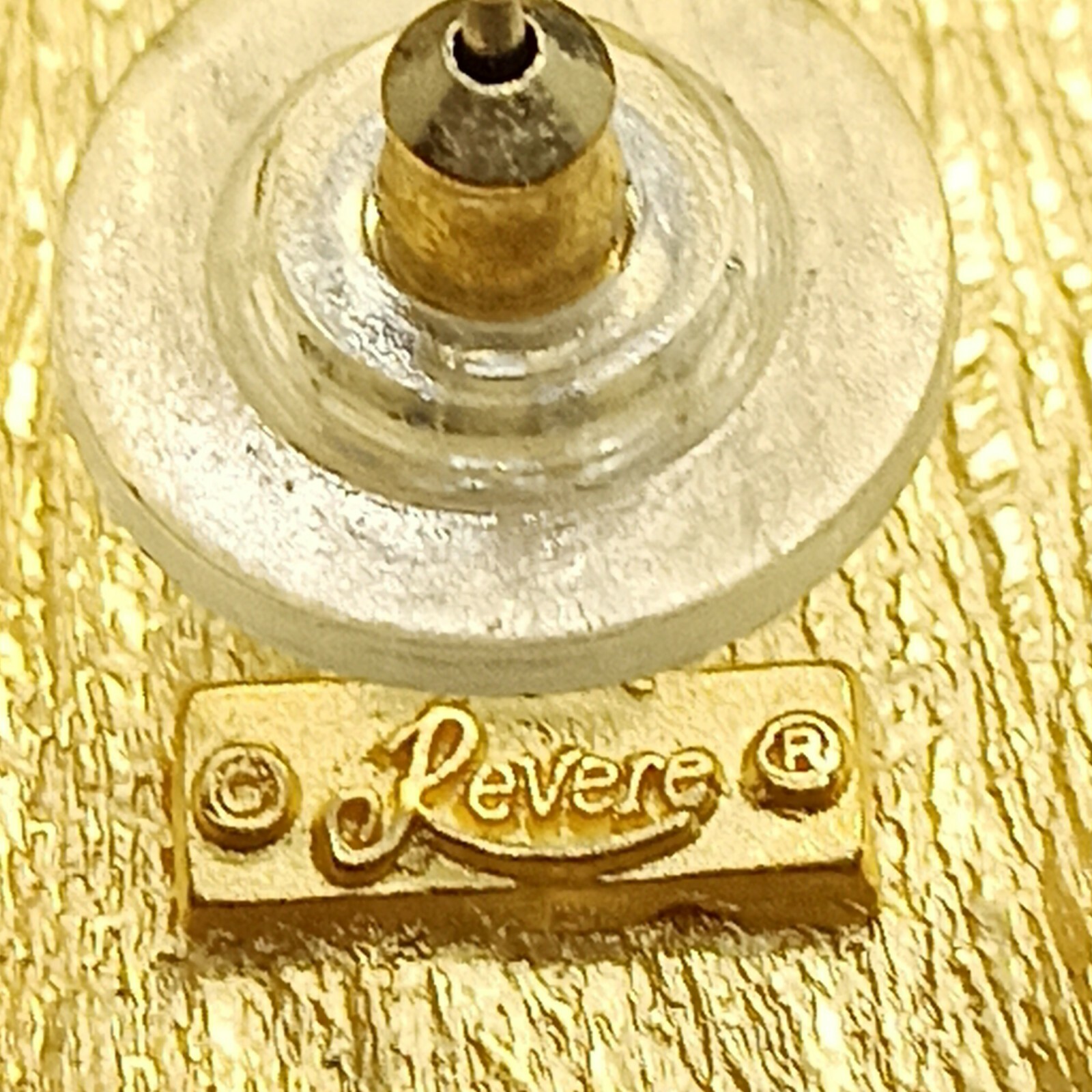 Authentic Vintage Signed REVERE Earrings Large Clover Gold Modernist Elegant