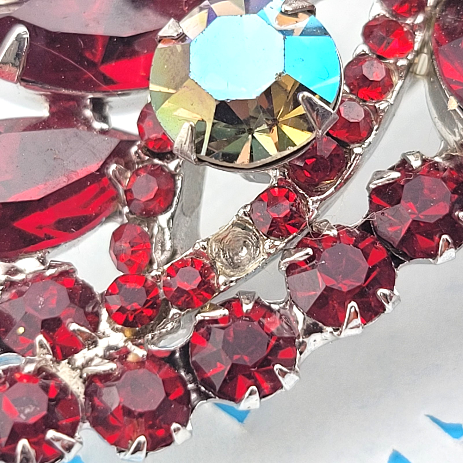 Repair Vintage Deliza & Elster Juliana Ruby AB Red Cross Statement 3″ Brooch