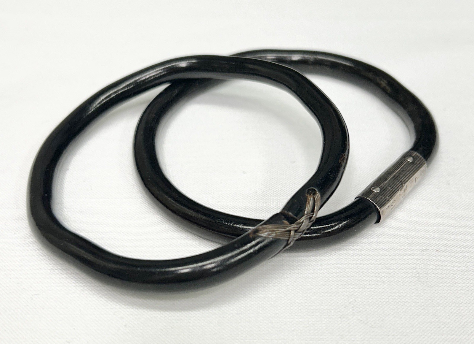 2 Vintage Hawaiian Black Coral Bangle Bracelet, 1 Copper , 1 Engraved Silver