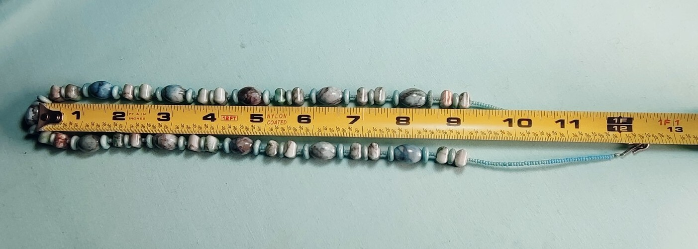 Turquoise And Dakota Terra Agate With Sead Bead Necklace Blue Brown Boho