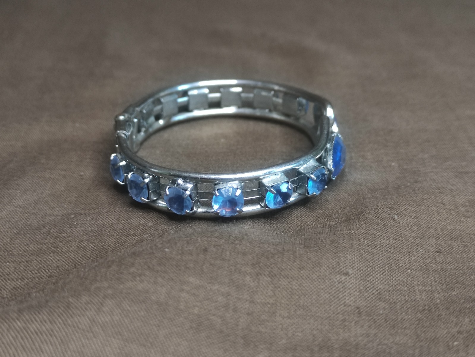 Vintage Bracelet with Blue Faceted Glass Stones Elegant Costume Jewelry USSR