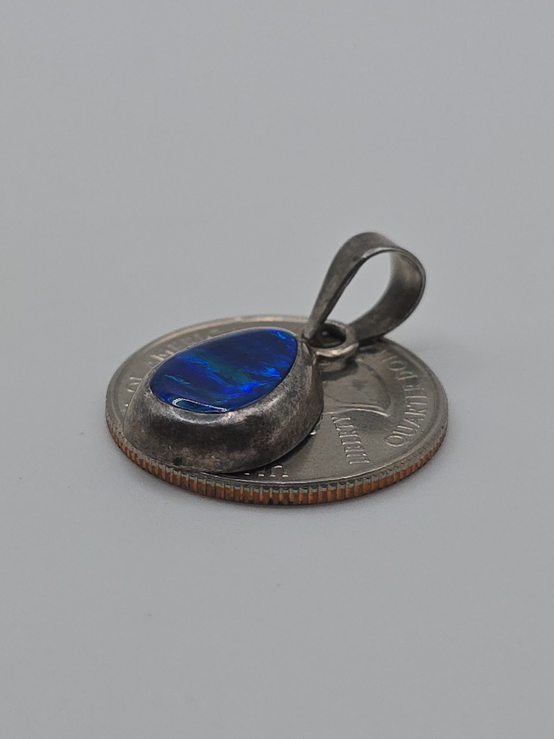 Vintage Silver 950 Mexico Blue Opal Pendant