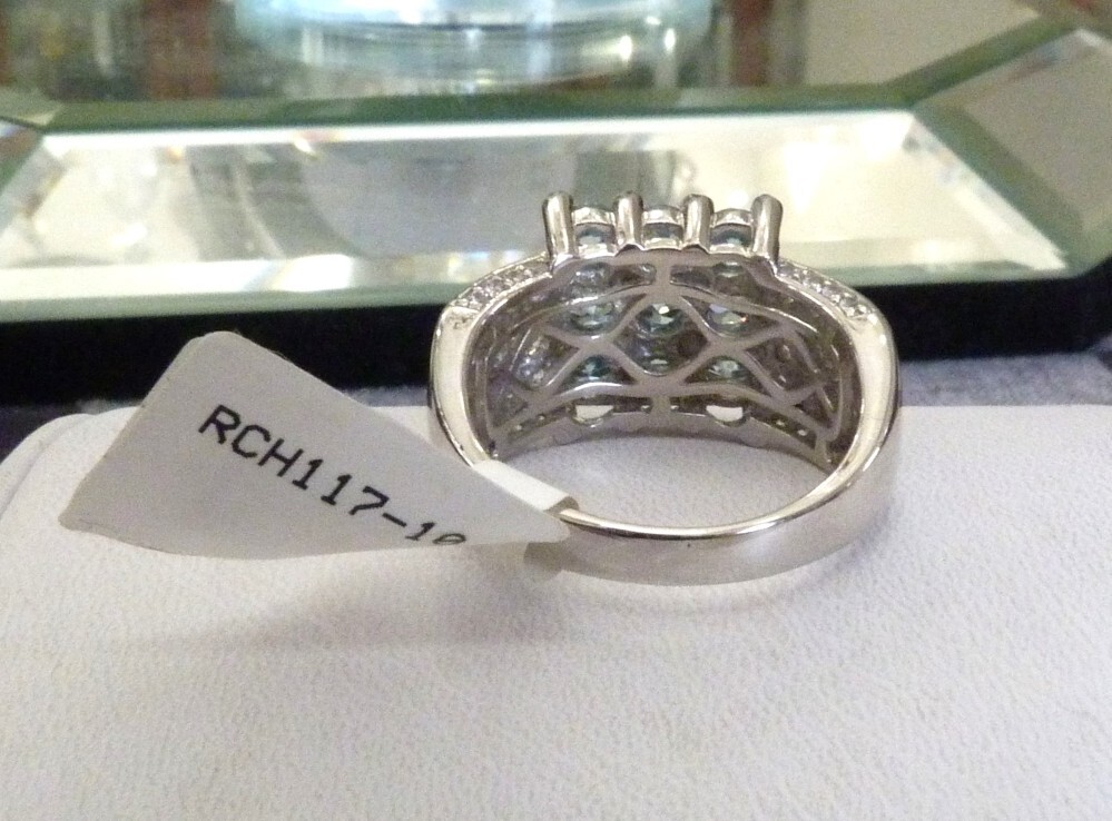 NEW W/TAG DESIGNER KH BLUE & WHITE TOPAZ GEMSTONE STERLING SILVER RING SIZE 10