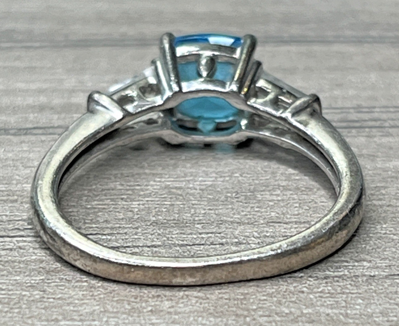Signed Vintage Sterling 925 Sky Ice Blue Topaz White Topaz Accents Ring SZ 8 3g
