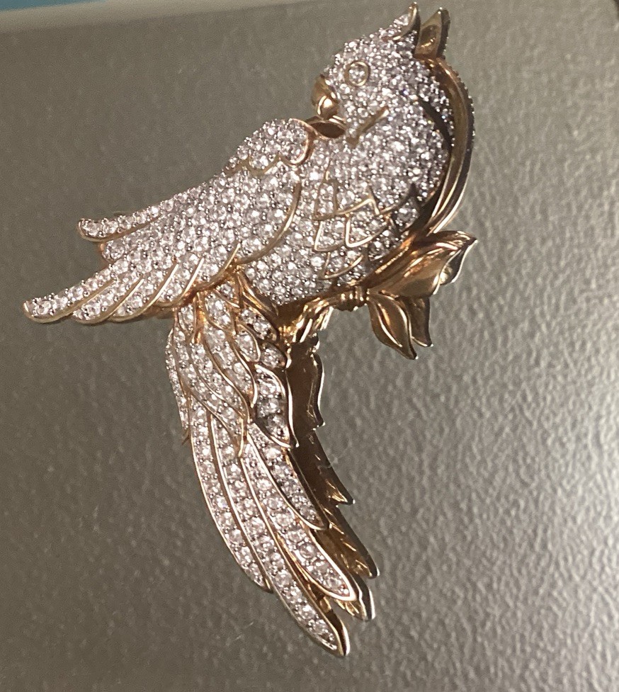 Brooch / Pin Swarovski Cockatiel Parrot Bird Clear Crystal Brooch Jewelry Beauty