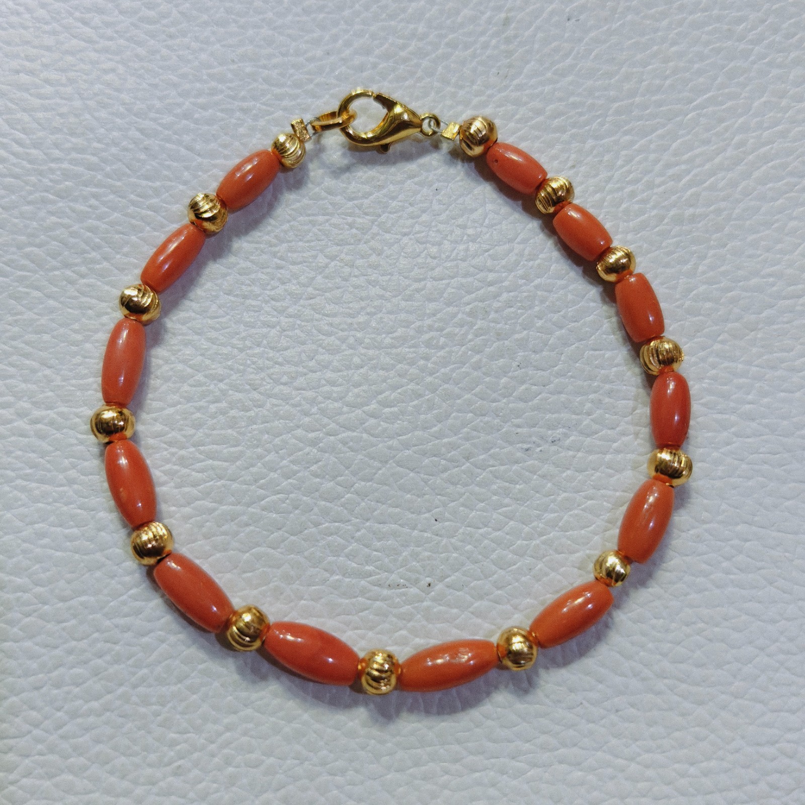 Natural Italy Coral Beads Bracelet Genuine OrangeCoral Handmade Gemstone Jewelry