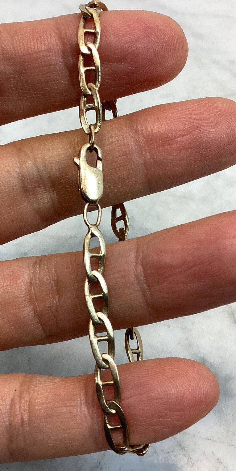 Vintage 14K Gold Anchor Mariner Link Chain Bracelet 4.91 Grams