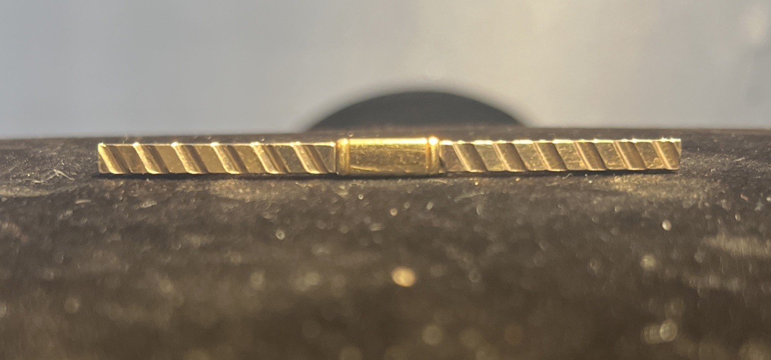Vintage Hadley Fancy Collar Bar/Stay/Gold Plated Brass/Signed/USA/2 1/8 Inches