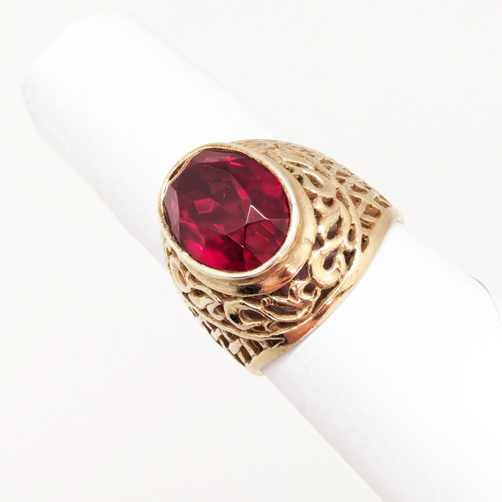 Vintage Soviet RING Silver⭐️875 stamp Star USSR with Bright Ruby -size: 8US | #8