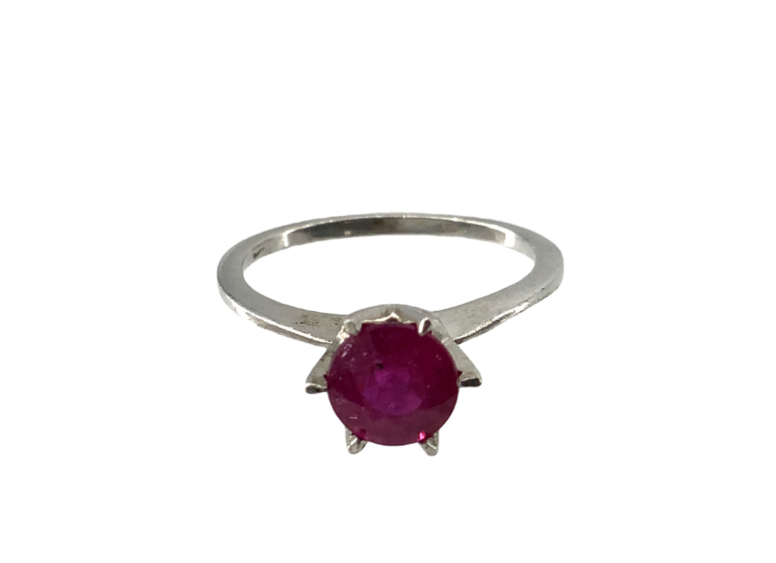 Vintage Sterling Signed 925 KH Kit Heath Designer Solitaire Ruby Gemstone Ring 5