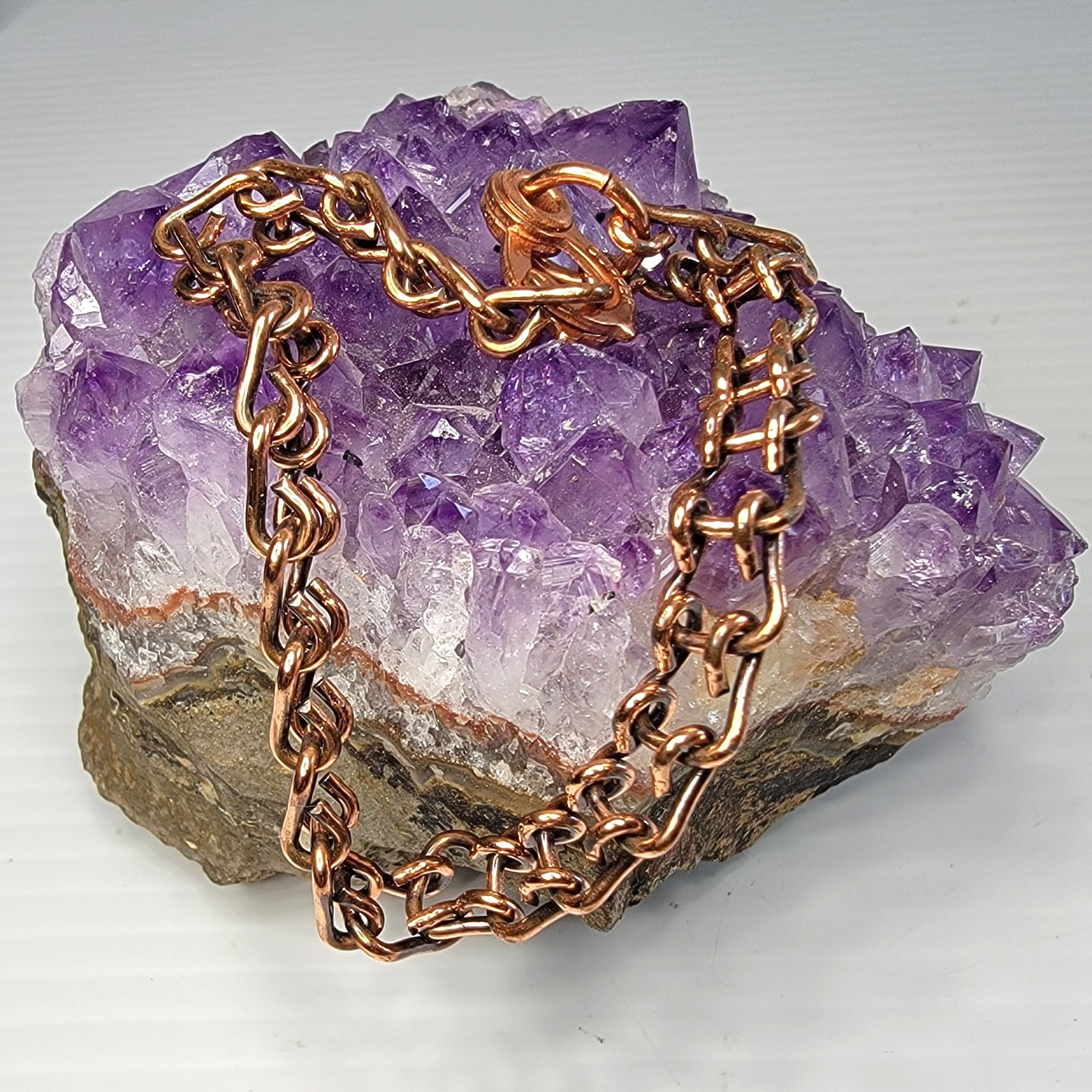 Vintage Solid Copper Double Link Ladder Chain Bracelet 8″ Sister Hook Clasp 14g
