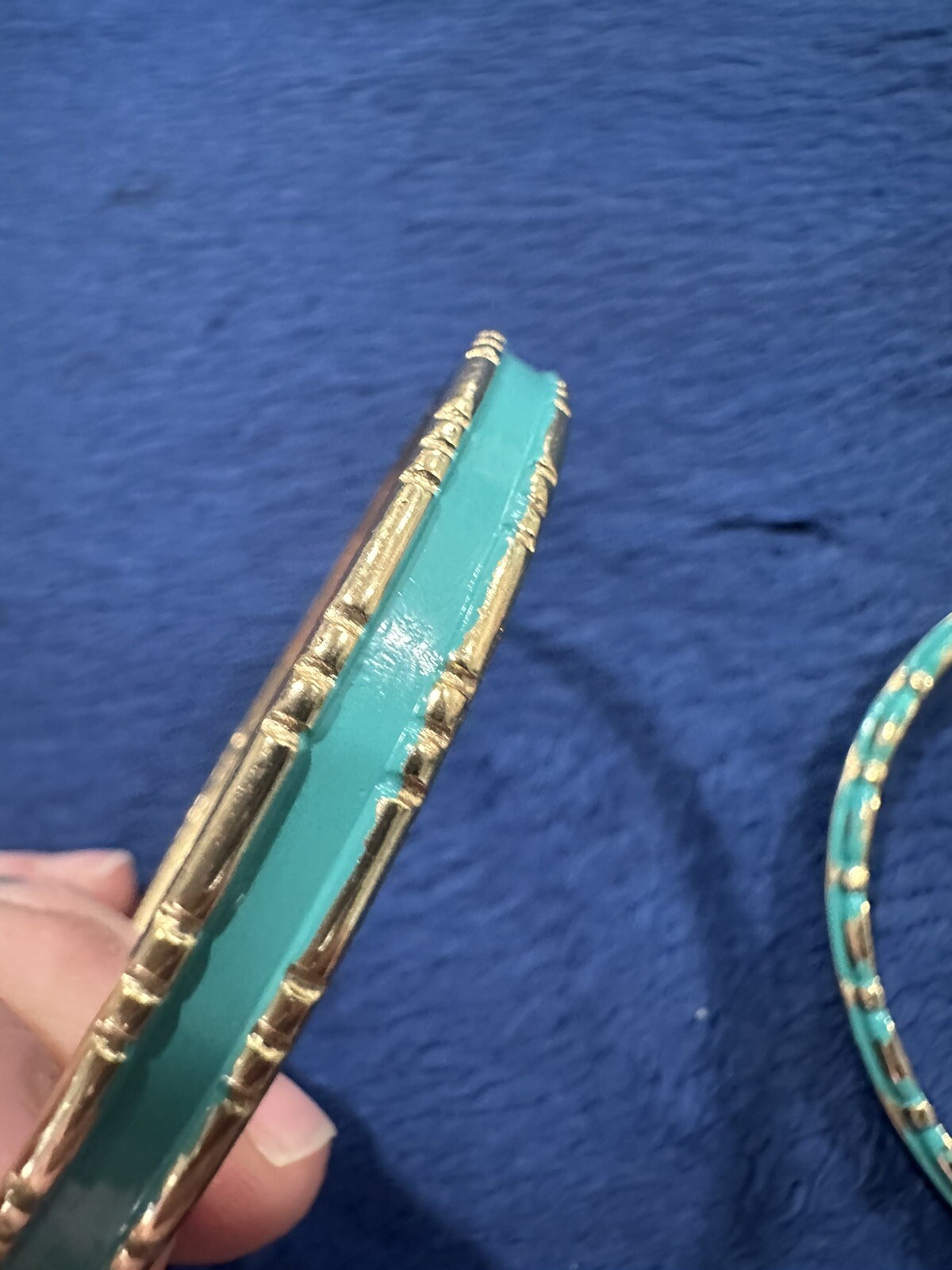 Vintage Trifari Set Of Gold Tone Blue/Turquoise Enamel 8” Bracelet, 44g