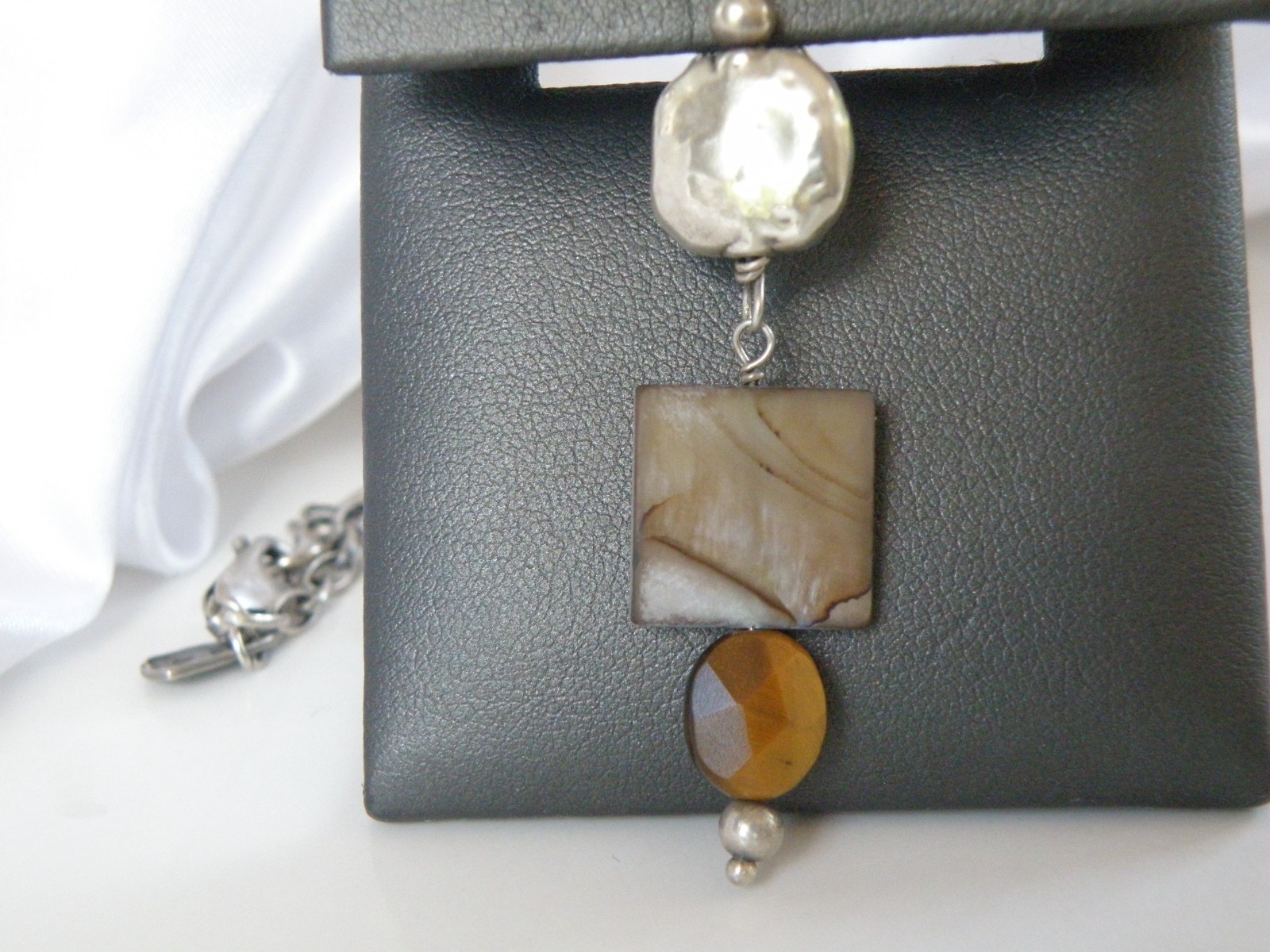 Silpada Sterling Silver 925 Rustic Boho Abalone Rolo Chain Link Necklace