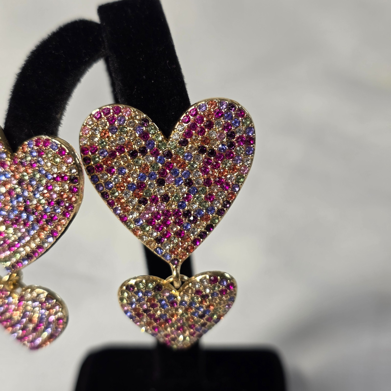 Sugarfix by Baublebar Double Heart Earrings Multicolored Rhinestone Crystals