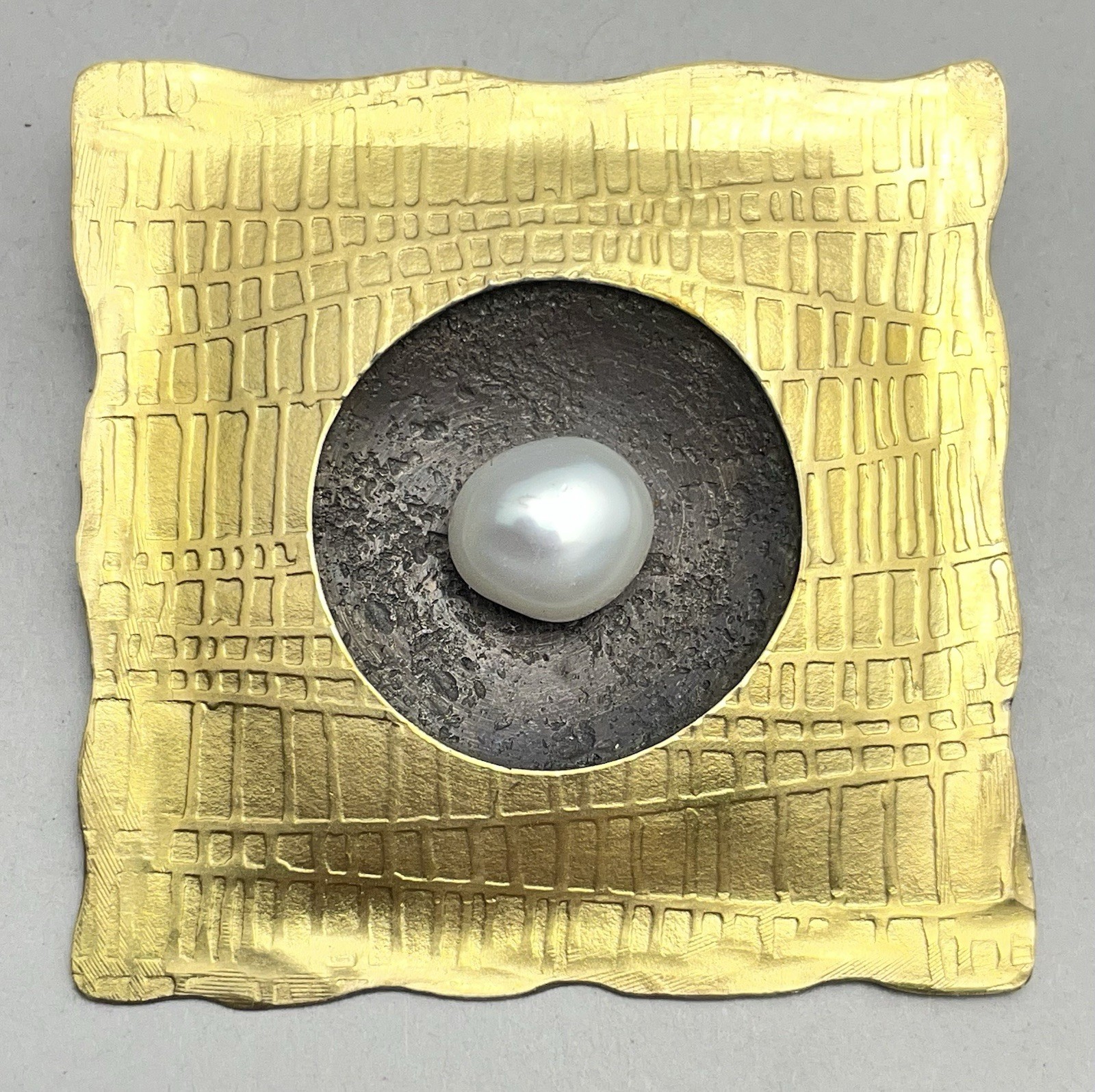 Sydney Lynch Pearl & Sterling Silver Gold Washed Brooch As-is