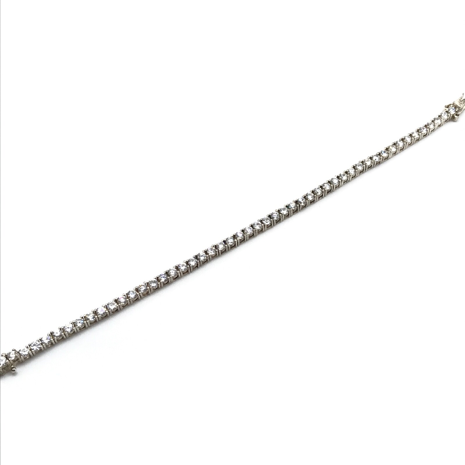 925 Sterling Silver Signed DBJ Vintage Clear CZ Tennis Bracelet 7.25″