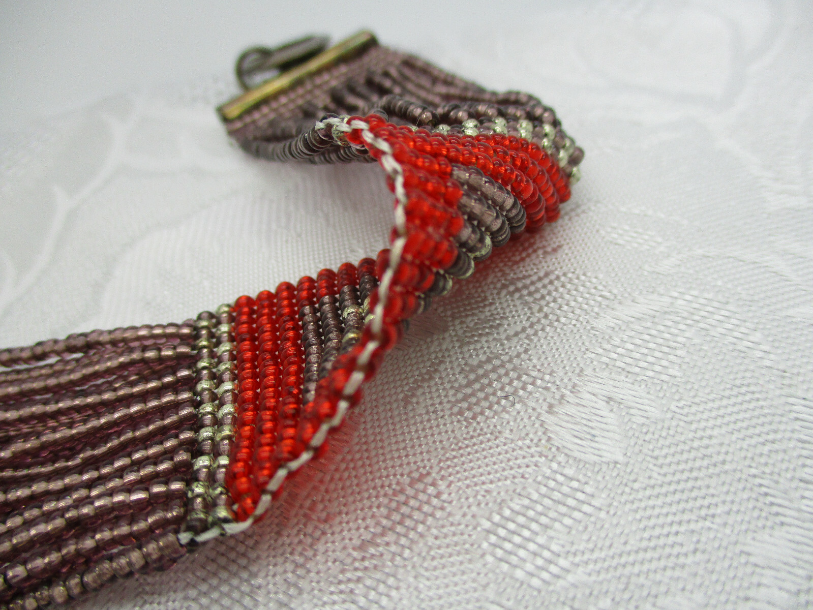 VINTAGE FLAVOURS BY THE FLAVIN SISTERS GLASS SEED BEAD 925 SILVER GEO BRACELET