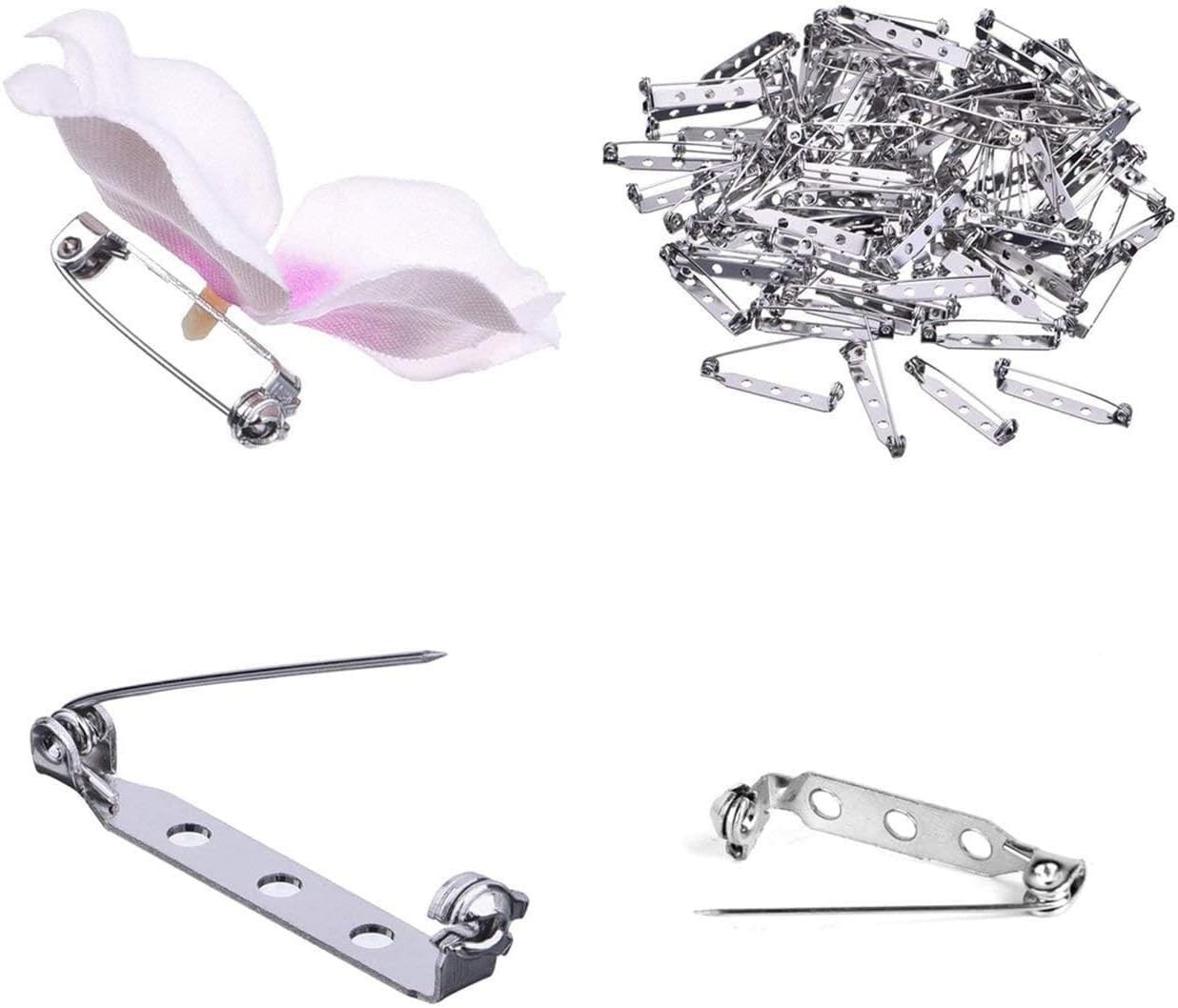 500 Pcs Silver Brooch Pin Backs 1″ Bar Pins 3 Holes Safety Clasps for Crafts, Je