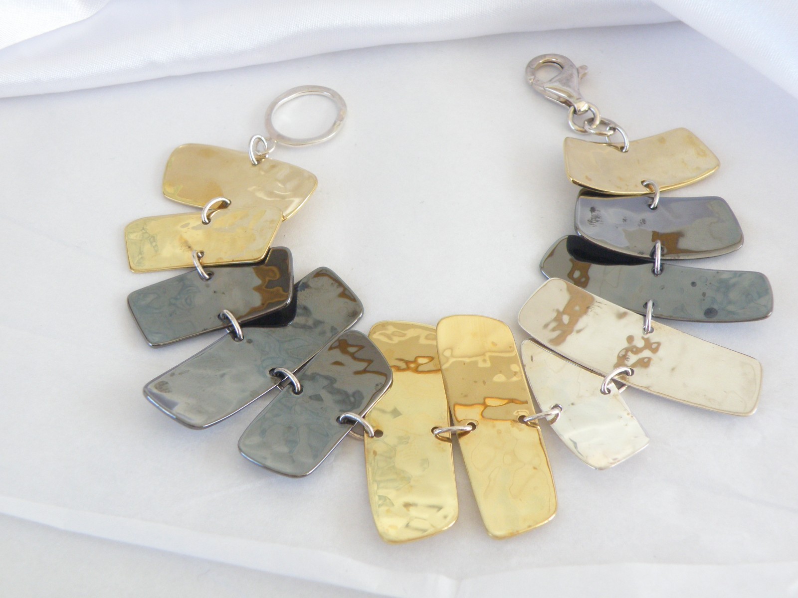 RLM Studio 925 Sterling Silver 925 Mixed Metal Modernist Statement Bracelet 8″