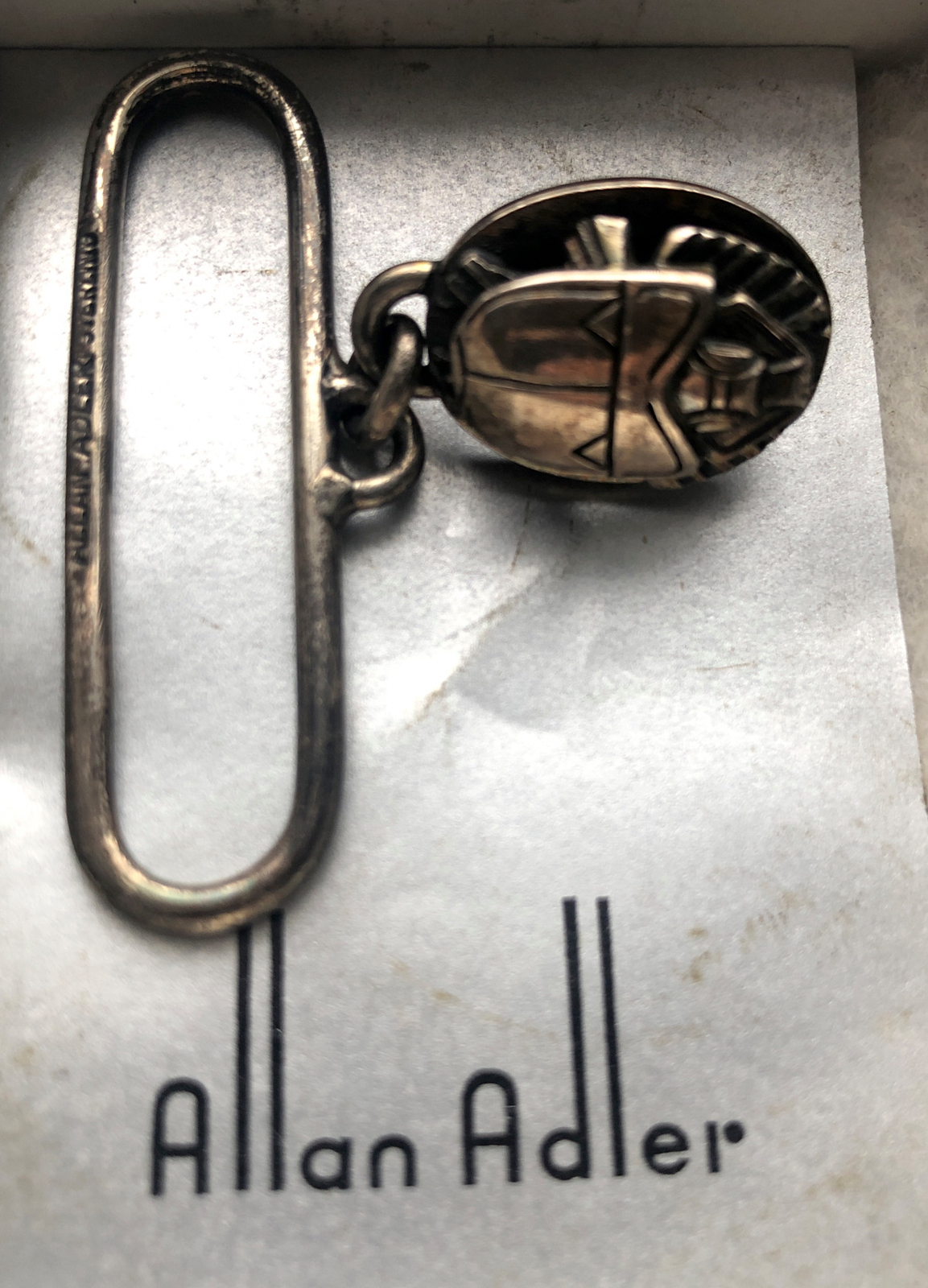 RARE ALLAN ADLER Sterling Silver Scarab Beetle PIN 1940’s (JZ)