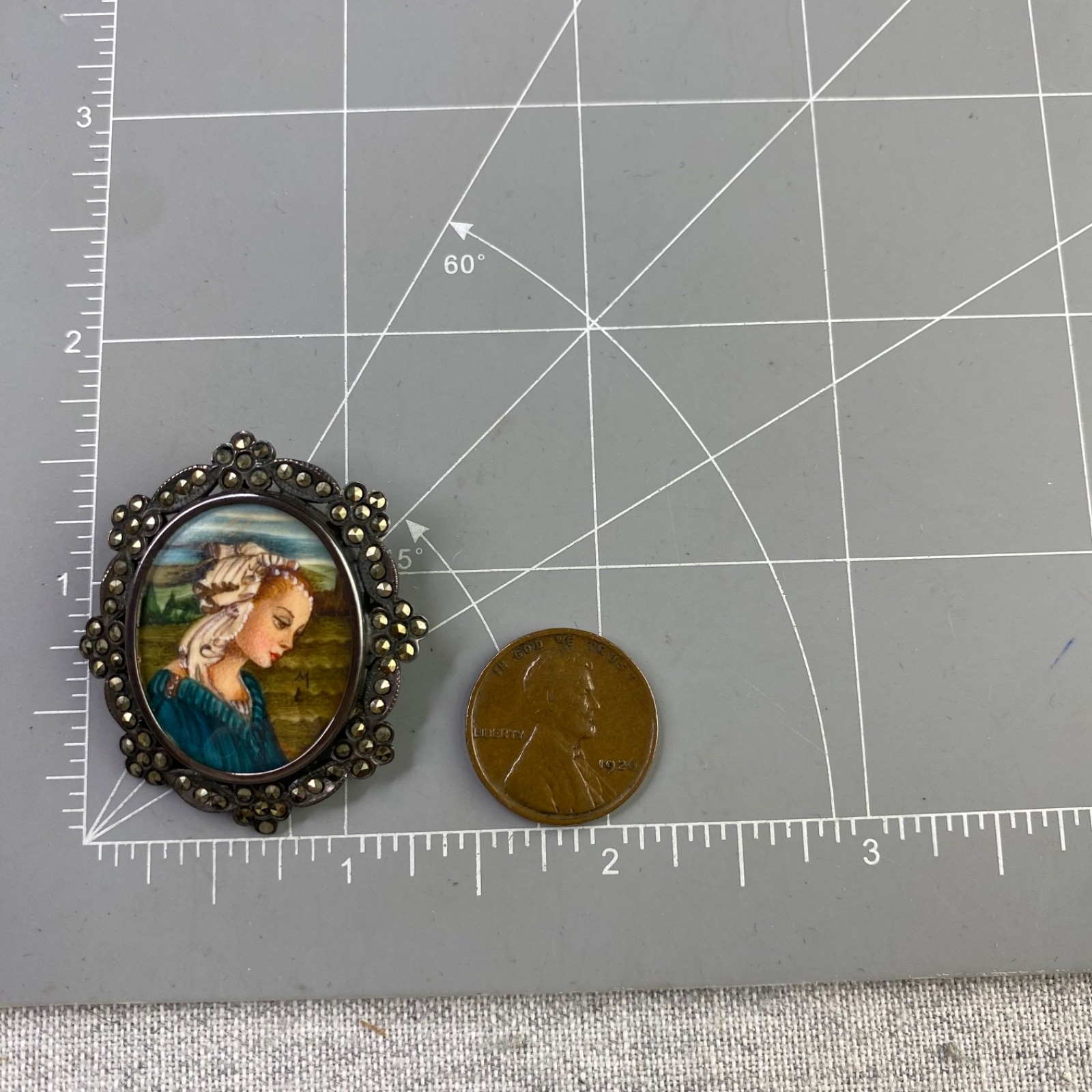 Vintage Lippi Art 800 Silver & Marcasite Brooch and/or Pendant Portrait Signed