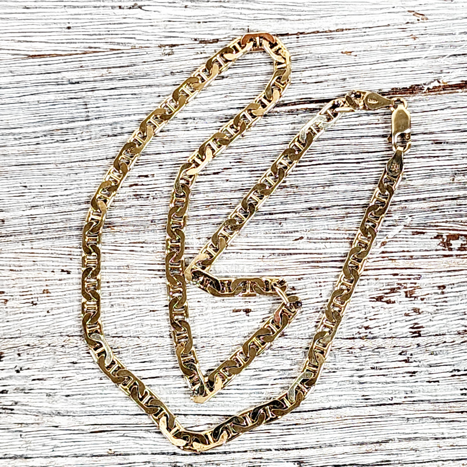 ANCHOR MARINER STERLING SILVER 925 CHAIN LINK NECKLACE 17.75″ GOLD PLATED