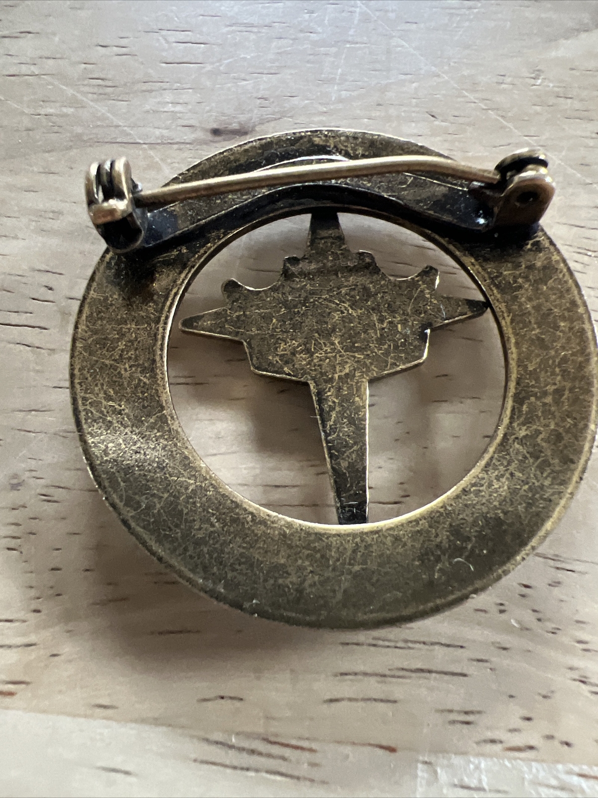 Vintage Round Metal CW C BPW BP C VM Cross/Crown Brooch Pin
