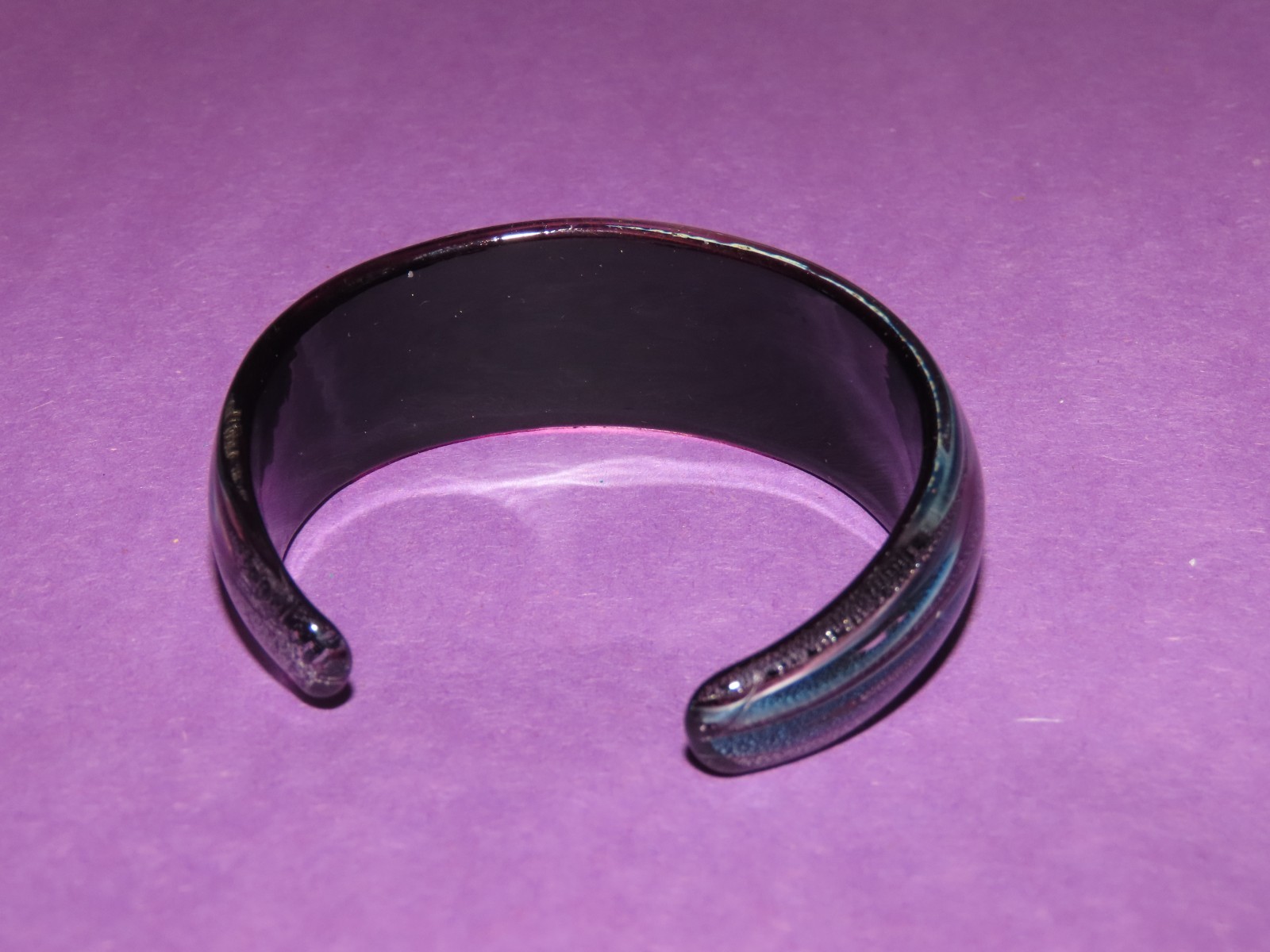 PURPLE PEACOCK CUFF BRACELET 7″ VINTAGE MURANO ITALIAN ART GLASS
