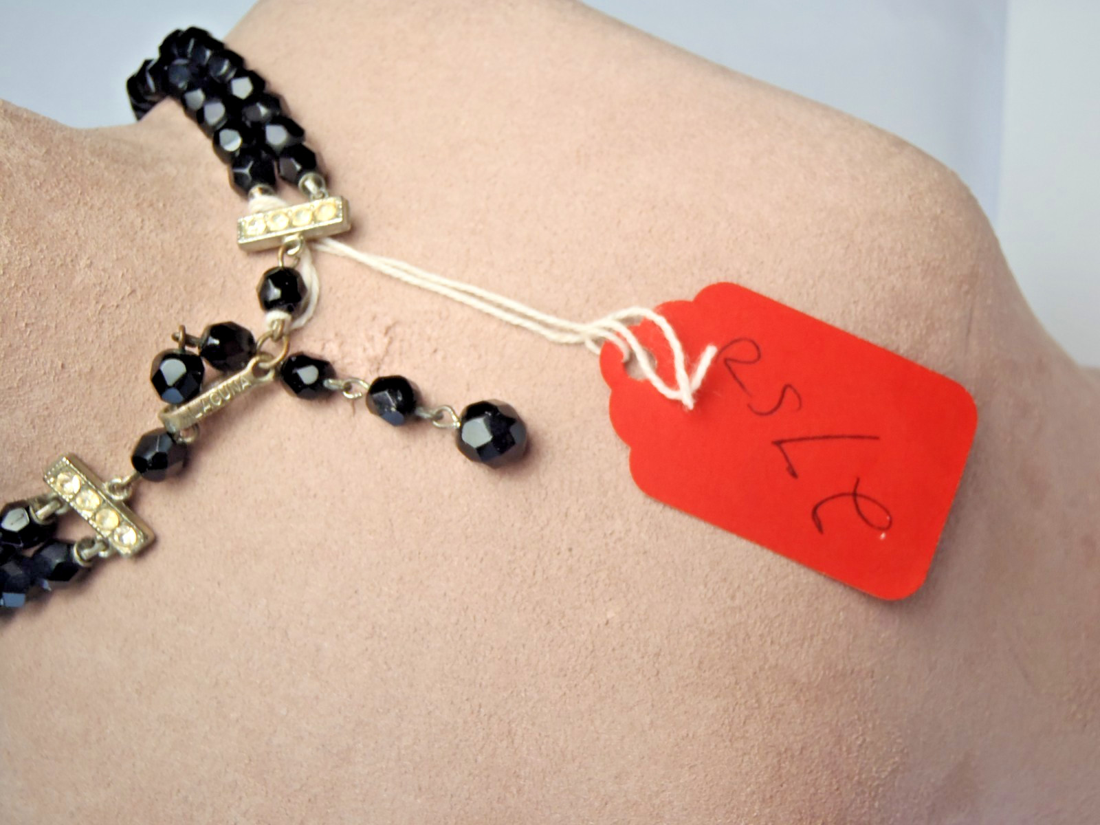 Vintage Laguna Black Faceted Glass Double-Strand Necklace