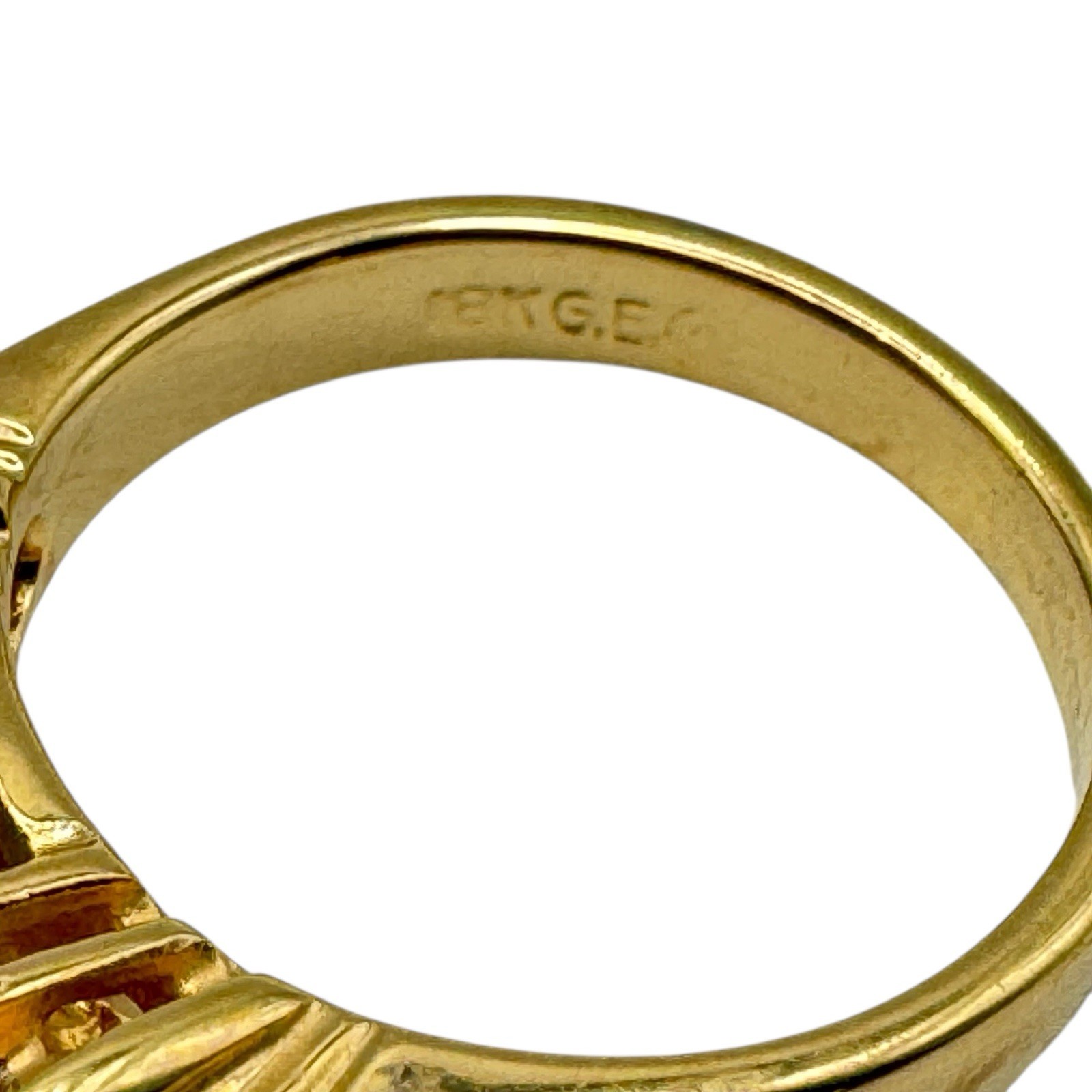 18k GE Ring Gold Electroplate Blue Rectangle w/ small white stones Size 8