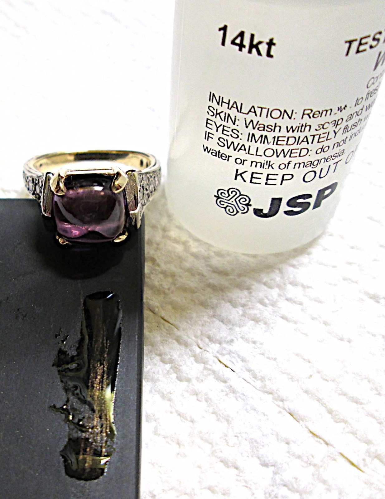UNIQUE 14K TT GOLD 2+ CT AMETHYST 1.00 CTW DIAMOND RING 6 Grams FEB BIRTHSTONE