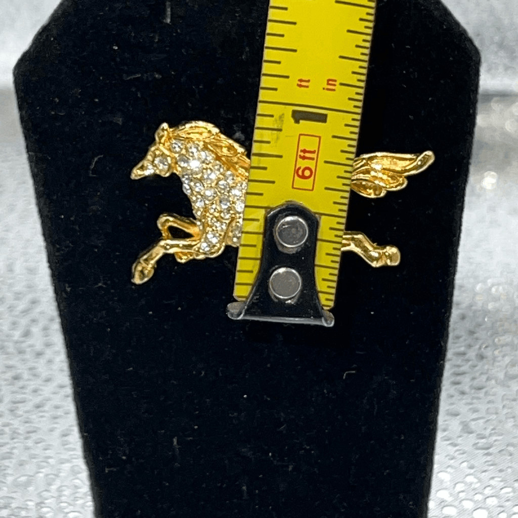 Vintage Running Horse Brooch Rhinestone Gold Tone Pave Pin Regency Edwardian