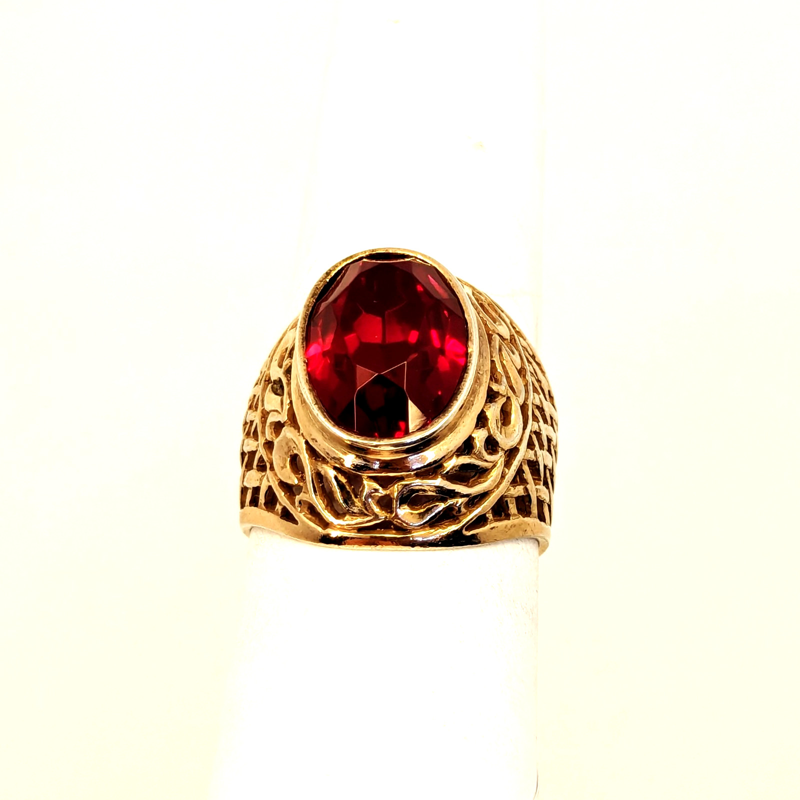 Vintage Soviet RING Silver⭐875 stamp Star USSR with Large Ruby -8US (18.5mm)| #8