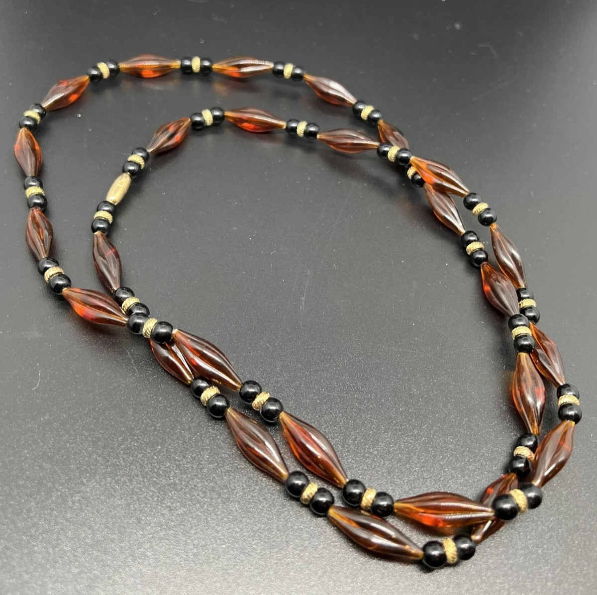 FAUX TORTOISE LUCITE GRADUATED BEAD & AVON 3927 NECKLACE BARETTE VINTAGE LOT EUC