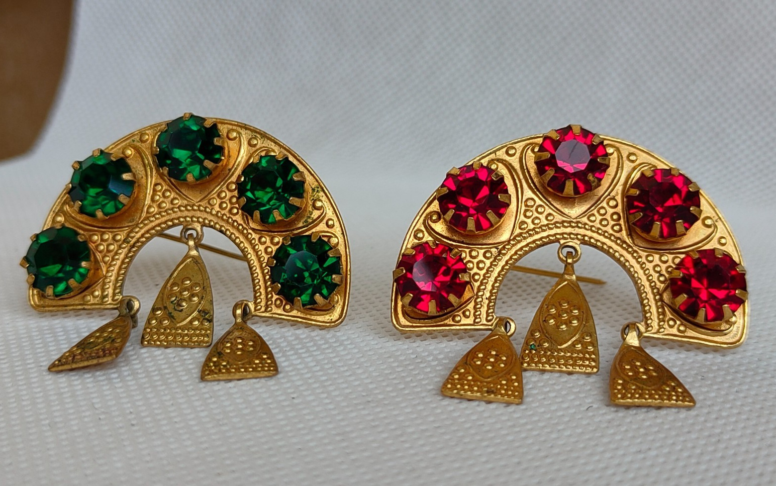 Vintage set of Soviet Czechoslovakian brooches with stones, 2 pcs. USSR.