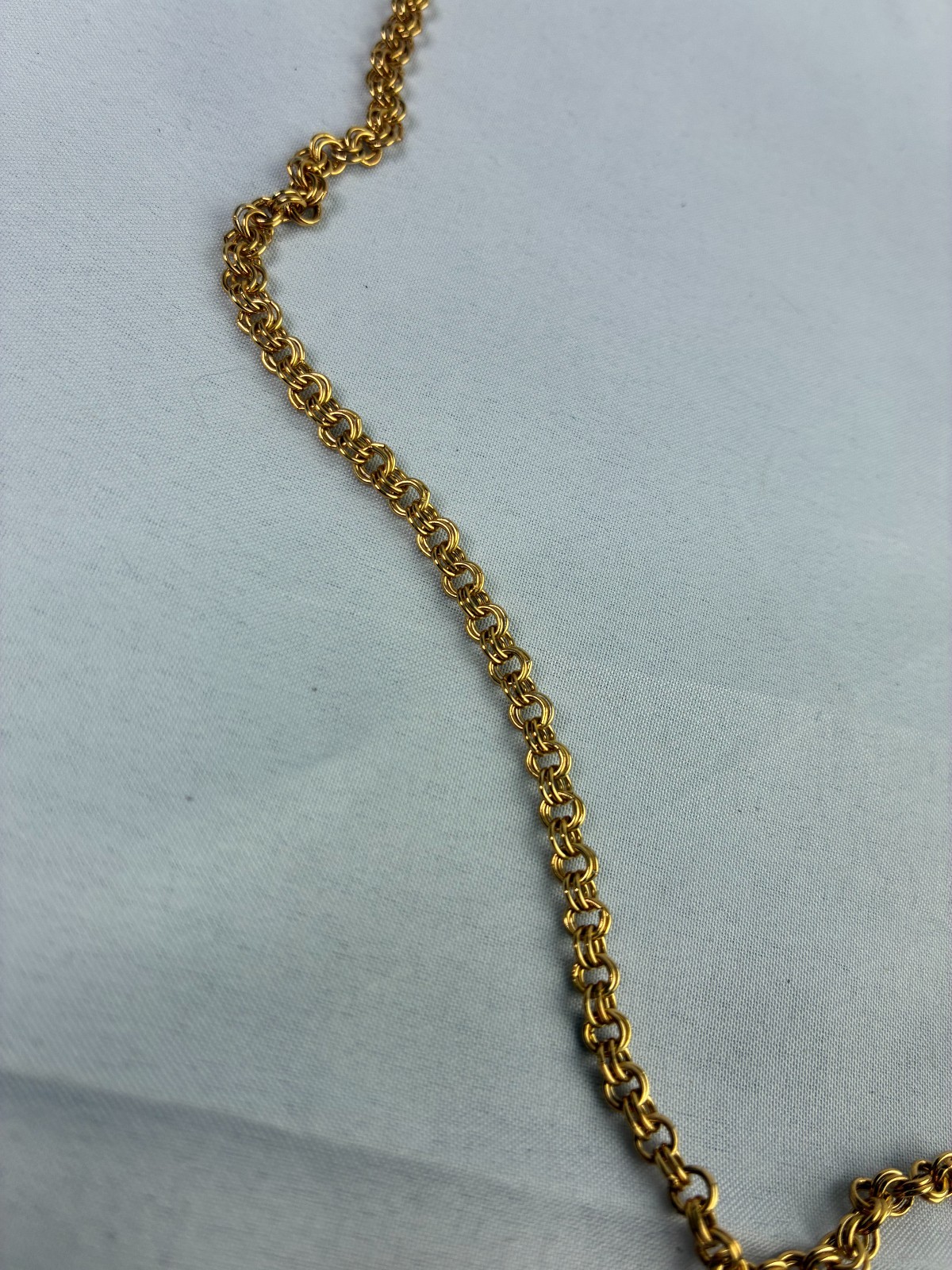 Vintage Signed Nolan Miller Gold Tone Double Rolo Chain Necklace Lobster Clasp