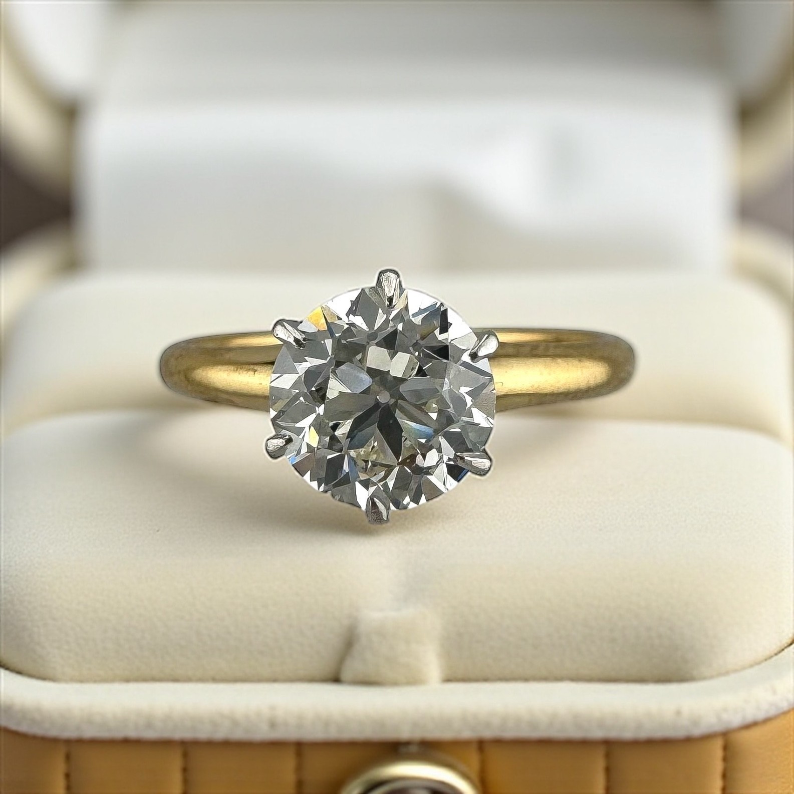 Stunning Antique 1.28ct Old European Cut Diamond Solitaire Ring in 14K Gold