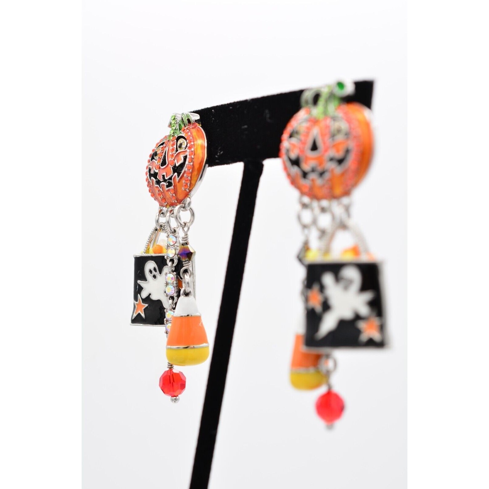 Ritzy Couture Esme Lunch Ritz Vintage Halloween Earrings Pumpkin Signed Bin1