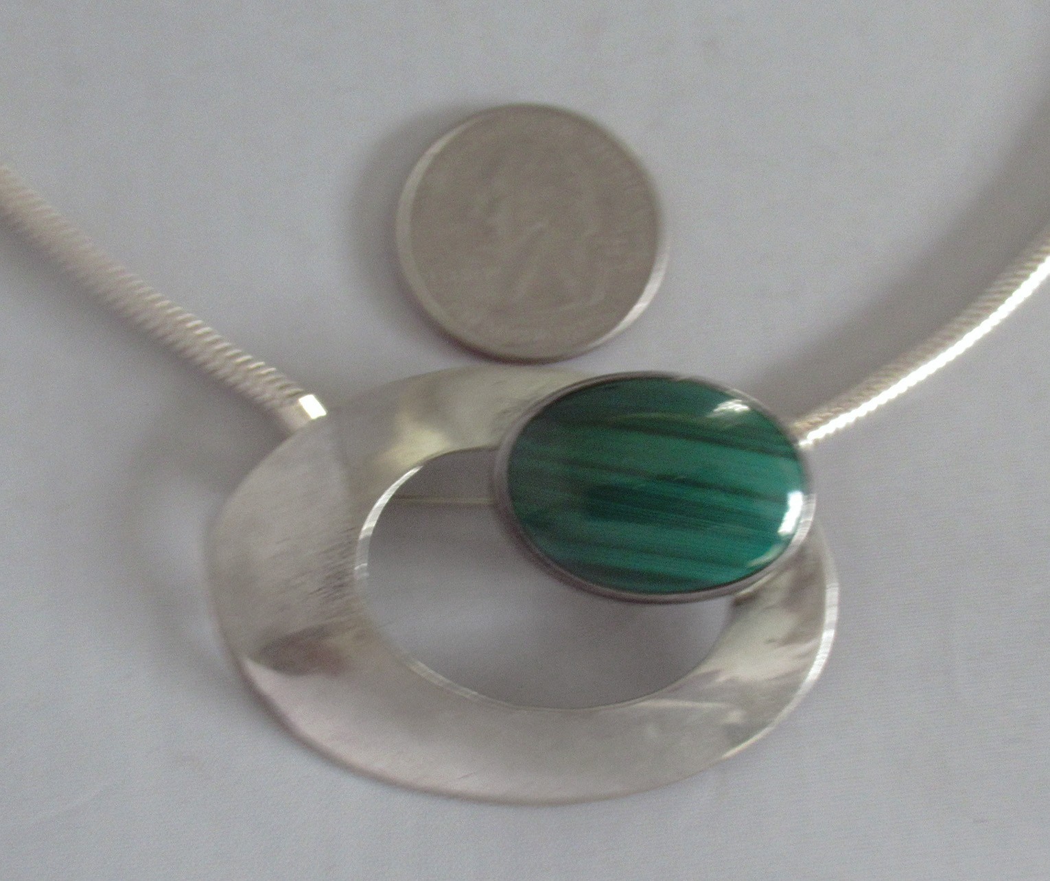 STUDIO ARTIST S.E. STERLING MODERNIST PENDANT BROOCH NECKLACE, 2 INCHES PENDANT