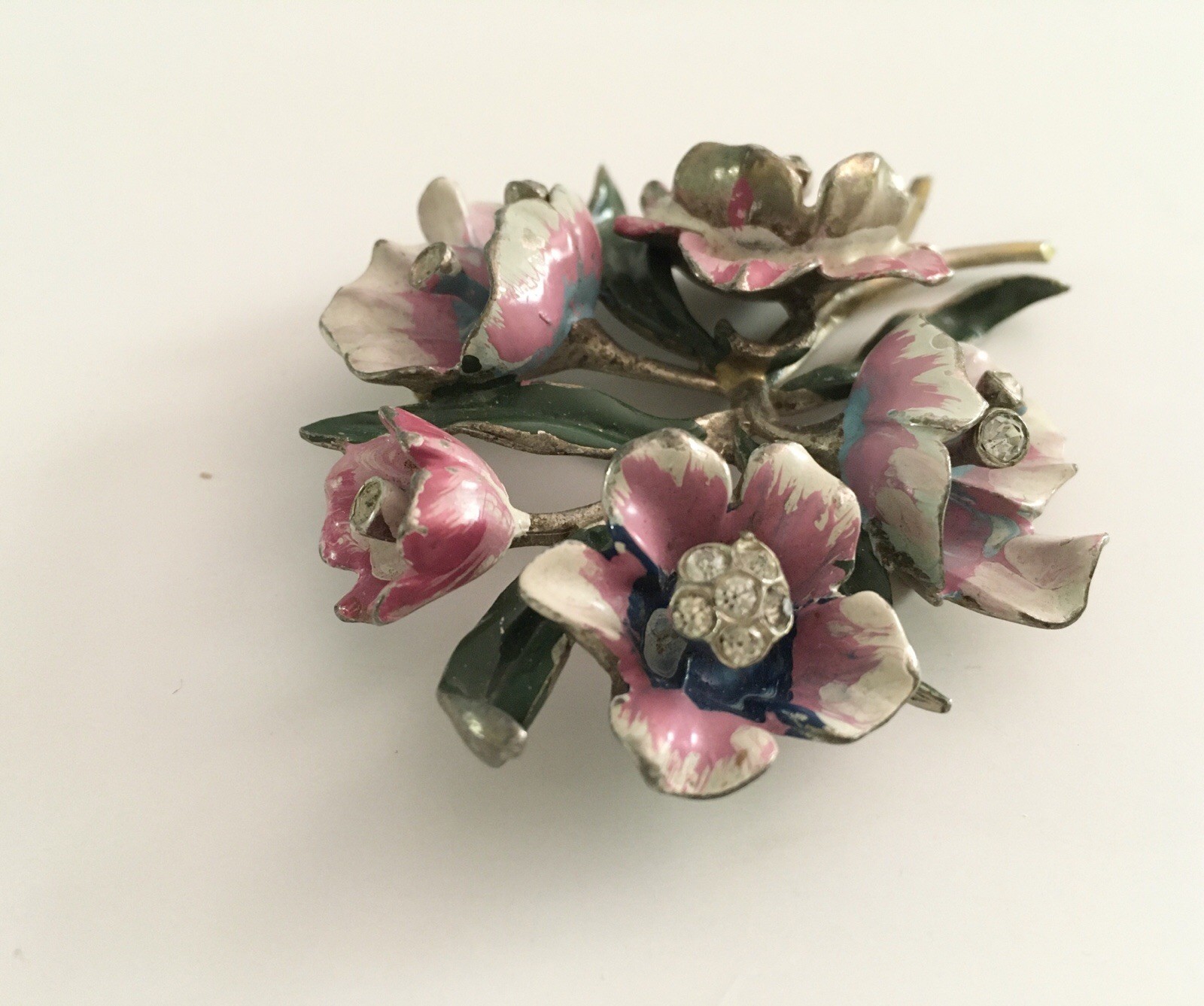 Vintage Pot Metal Floral Brooch Bouquet
