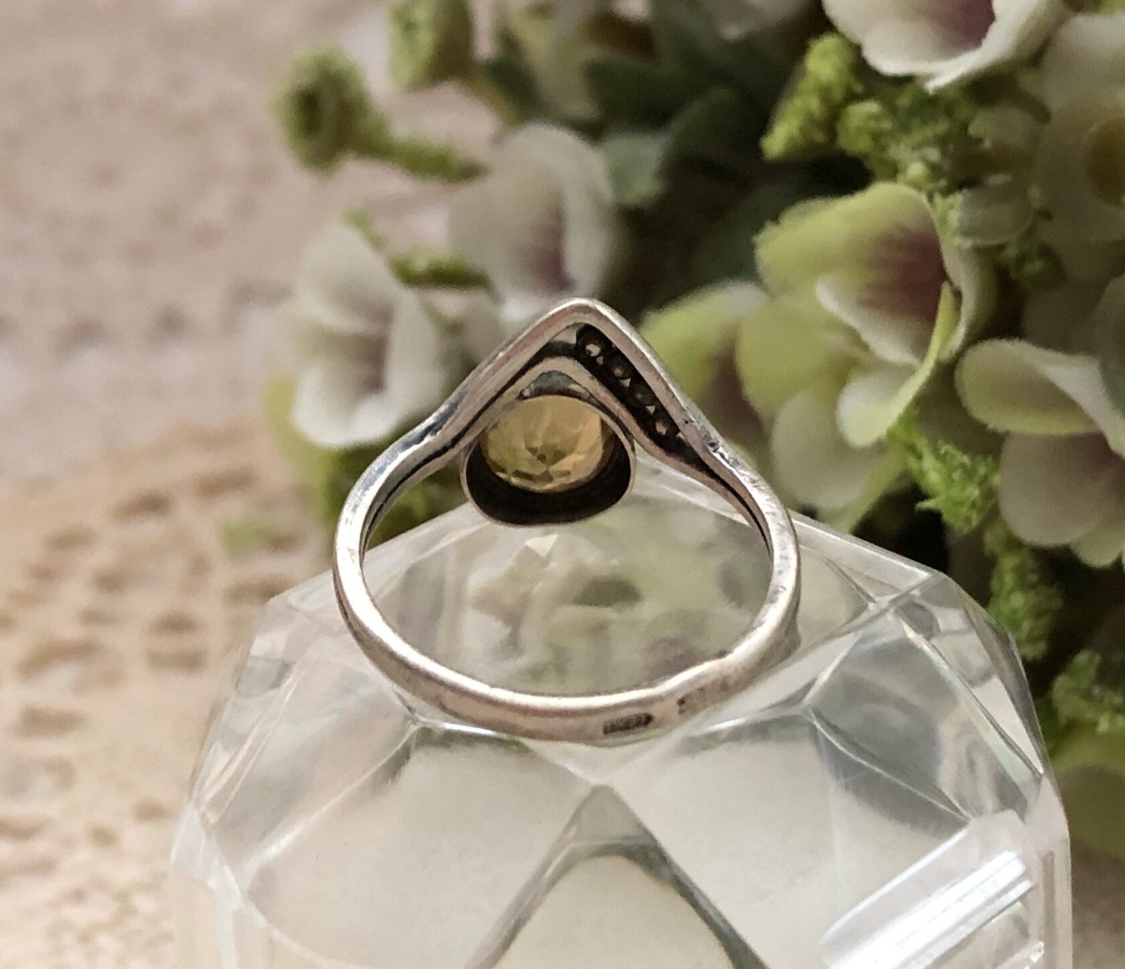 Fine Estate Jewelry Soviet Vintage Ring Sterling Silver 925 Citrine Size 6 USSR