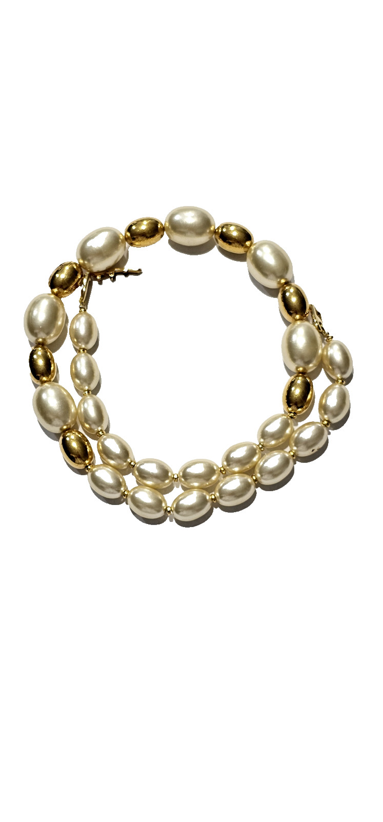 MONET & NAPIER necklaces white and gold tone faux pearls 17″ & 18″. STUNNING Pc.