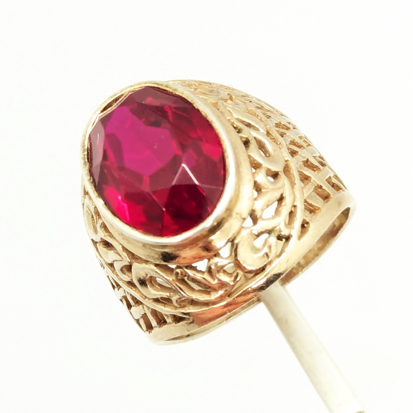 Vintage Soviet RING Silver⭐️875 stamp Star USSR with Bright Ruby -size: 8US | #8